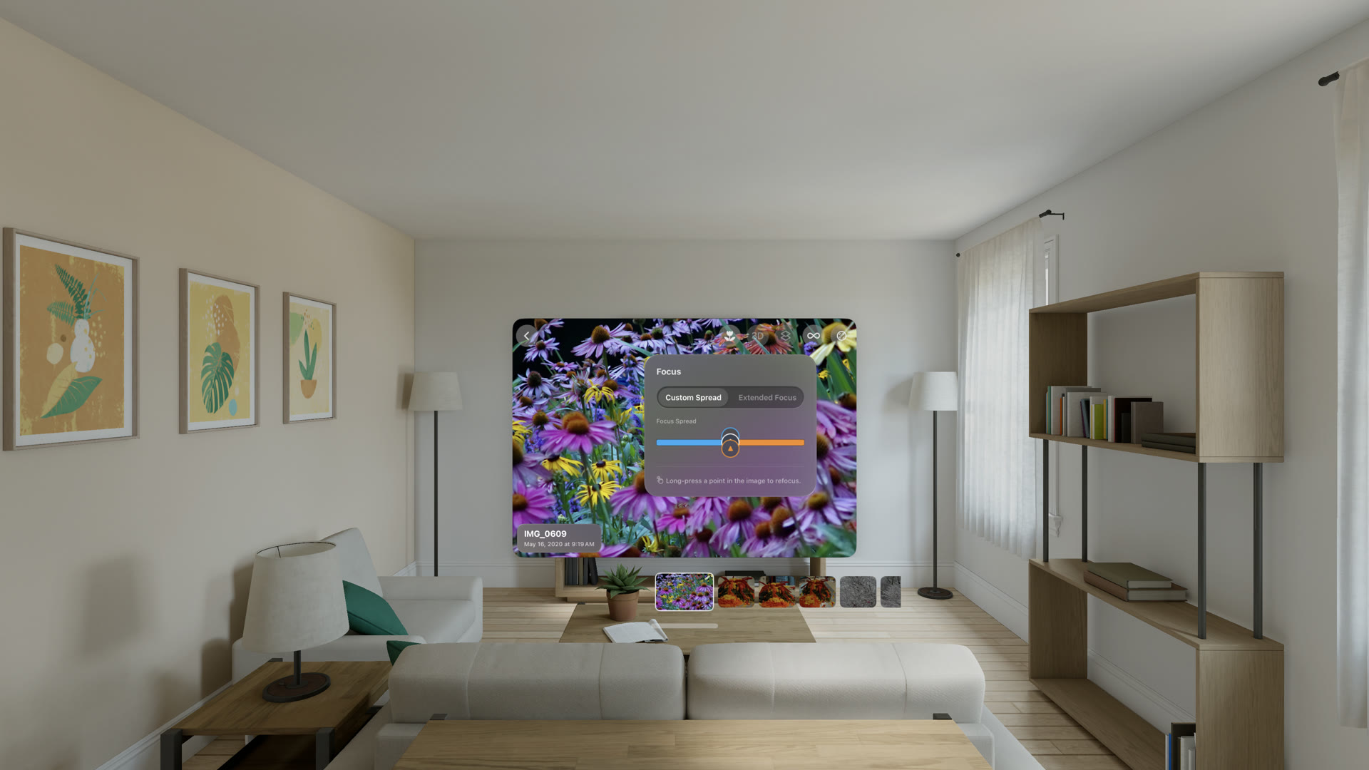 Lightfield Library showing its custom focus spread controls