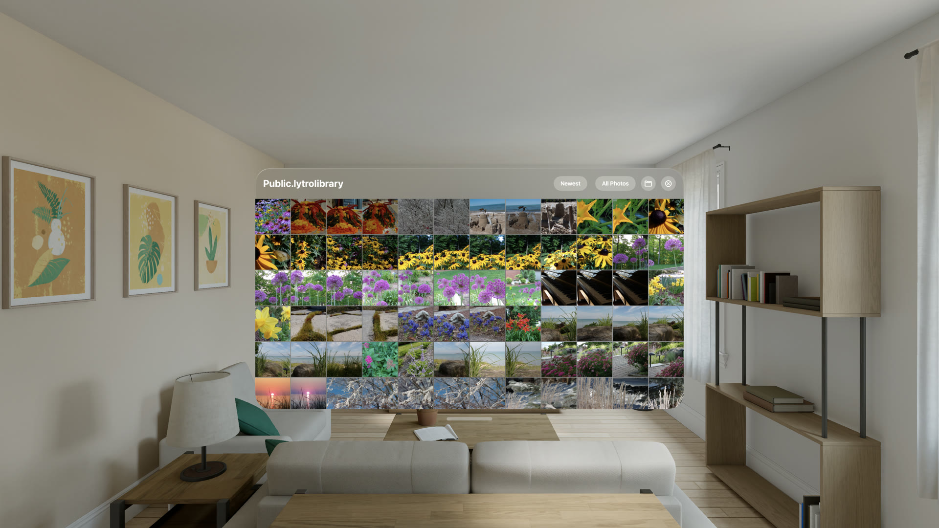 Lightfield Library gallery displaying a mosaic of Lytro photographs in visionOS